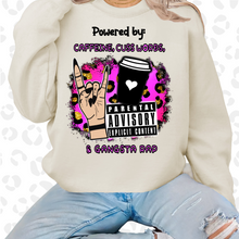 Load image into Gallery viewer, Powered by: caffeine cuss words and gangster rap
